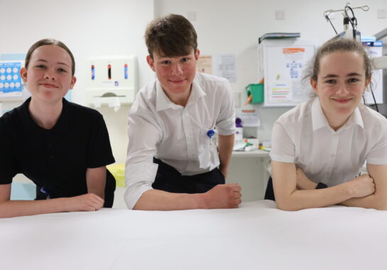 Work Experience photo - three people on a placement smiling for the camera