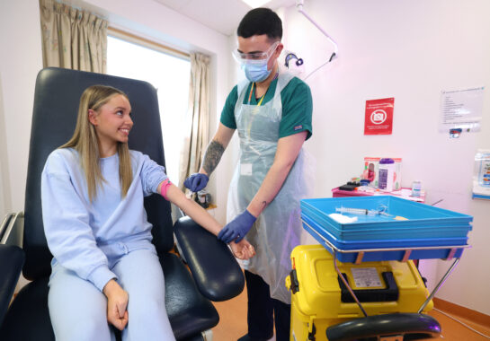 Patient having blood drawn at Alder Hey