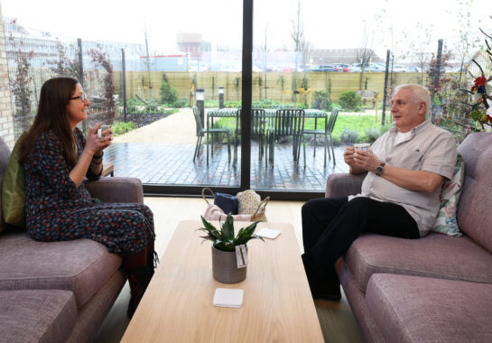 Man and woman talking