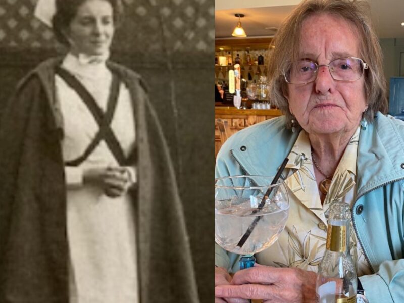 Joan when she working as a nurse and now