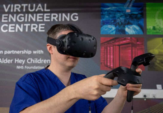 Man using a virtual reality headset